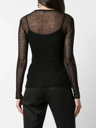 Shop Saint Laurent Semi-transparentes Top In Black