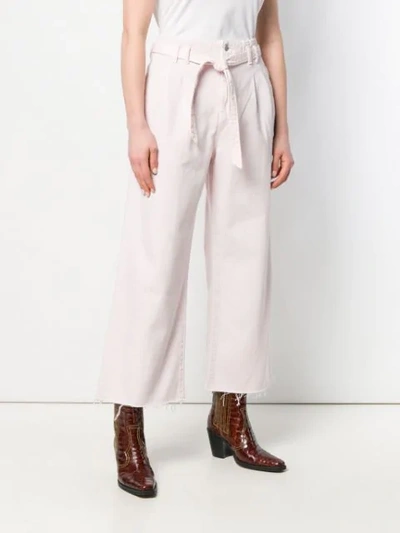 Shop J Brand Belted Wide-leg Jeans In Pink