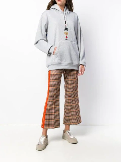 Shop P.a.r.o.s.h . Checked Kickflare Trousers - Neutrals
