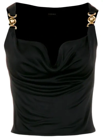 Shop Versace Medusa Hardware Draped Vest In Black