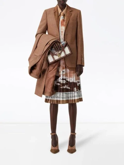 Shop Burberry Montage Print Silk Oversized Shirt In Brown