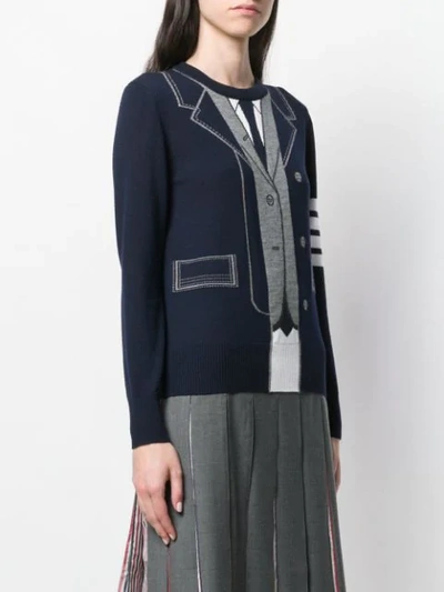 Shop Thom Browne Suit-pattern Jumper In Blue