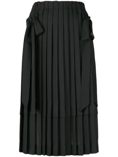 Shop Simone Rocha Pleated Bow Skirt - Black