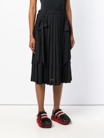 Shop Simone Rocha Pleated Bow Skirt - Black