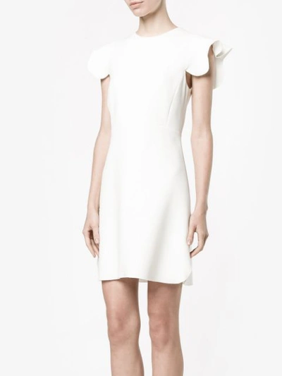 Shop Giambattista Valli Scalloped Sleeve Dress In White