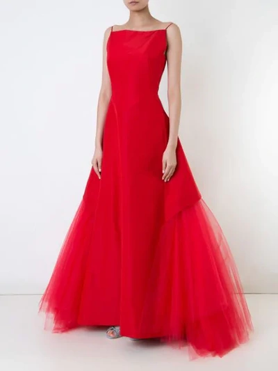Shop Zac Posen Flared Dress In Red