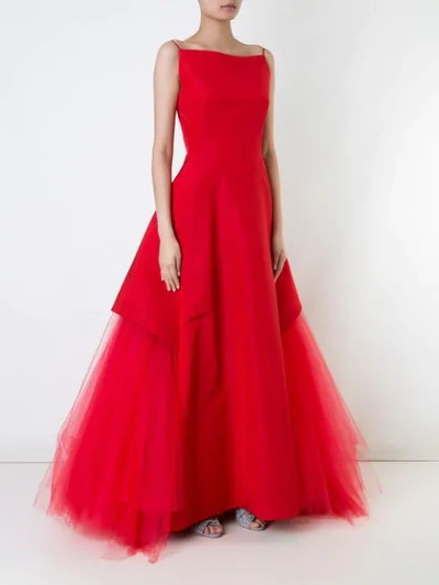 Shop Zac Posen Flared Dress In Red