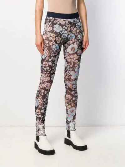 Shop Baum Und Pferdgarten Floral Print Sheer Leggings In Black