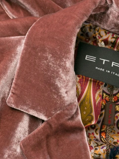 Shop Etro Velvet Button Coat In Pink