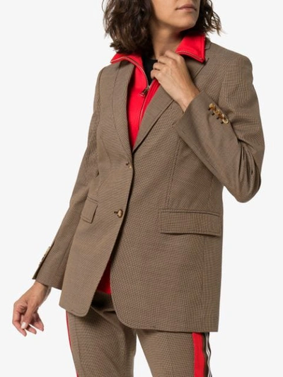 Shop Burberry Houndstooth Layered Blazer In Brown