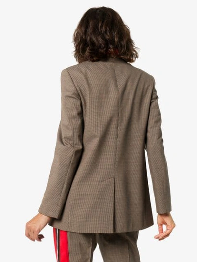 Shop Burberry Houndstooth Layered Blazer In Brown