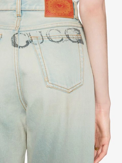 Shop Gucci 80s Stone Washed Jeans In Blue
