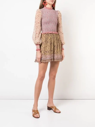 Shop Zimmermann Floral Ruched Dress In Multicolour