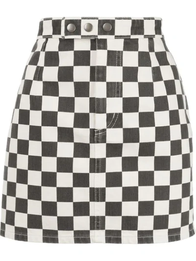 Shop Saint Laurent Checkerboard Mini Skirt In Black