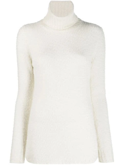 Shop Avant Toi Turtleneck Fitted Jumper In White