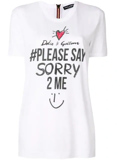 Shop Dolce & Gabbana Hashtag Slogan Printed T-shirt - White