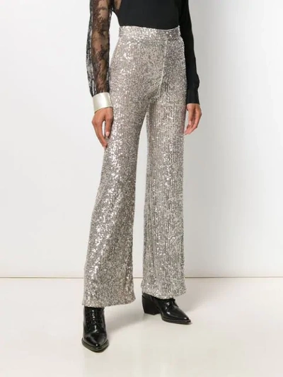 Shop L'autre Chose Sequin High Waisted Trousers In Silver