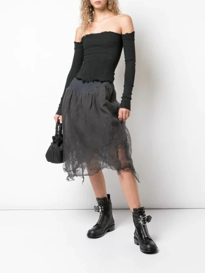 Shop Marc Le Bihan Asymmetric Midi Skirt In Grey