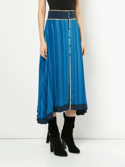 Shop Zeus + Dione Patterned Asymmetric Skirt In Rough Blue 124