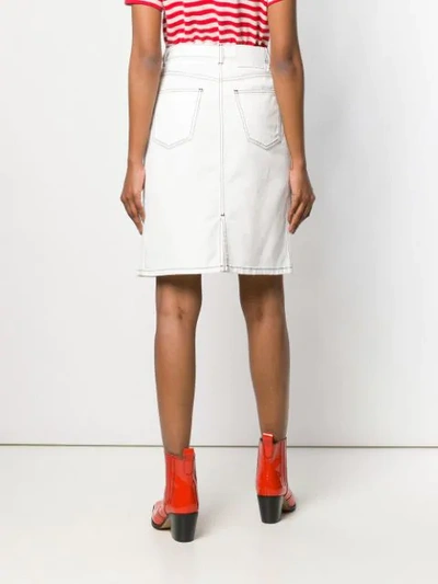 Shop Msgm Short Denim Skirt In White
