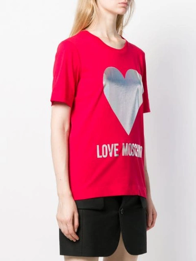 Shop Love Moschino T-shirt Mit Logo-print In Red