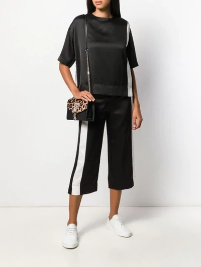 Shop Dkny Monochrome Cropped Trousers In Black