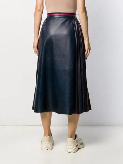 Shop Gucci Gg Leather Midi Skirt In Blue