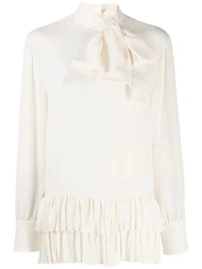 Shop Valentino Bow Tie Blouse In A03  Ivory