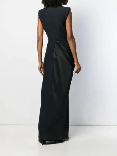 Shop Alexander Mcqueen Peaked Lapels Gathered Gown In Black