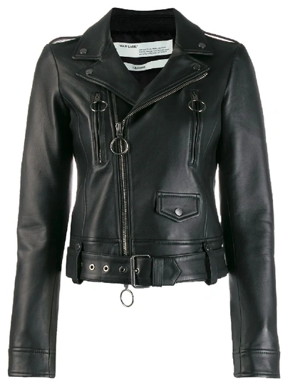 Shop Off-white Black Leather Outerwear Jacket