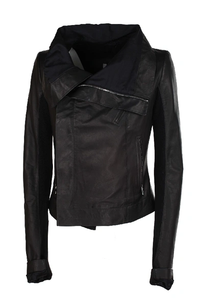 Shop Rick Owens Black Leather Outerwear Jacket