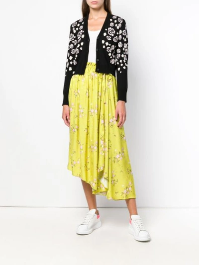 Shop Kenzo Asymmetric Floral Skirt In Yellow