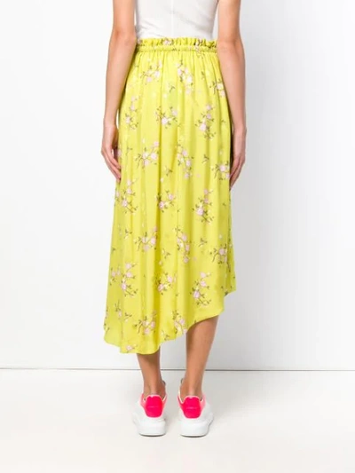 Shop Kenzo Asymmetric Floral Skirt In Yellow