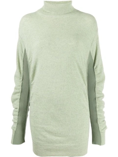 Shop Mm6 Maison Margiela Ruched Knitted Jumper In Green