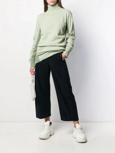Shop Mm6 Maison Margiela Ruched Knitted Jumper In Green