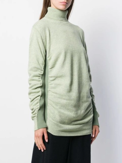 Shop Mm6 Maison Margiela Ruched Knitted Jumper In Green