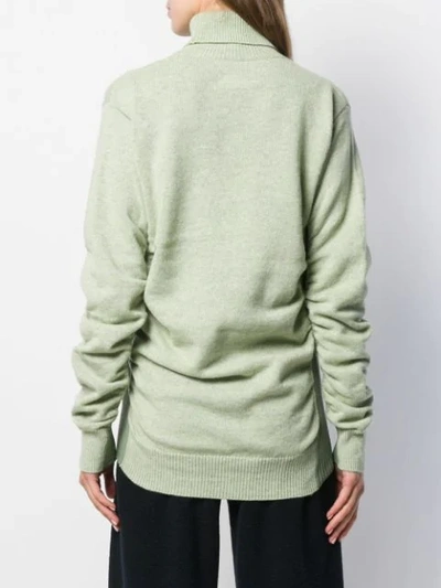 Shop Mm6 Maison Margiela Ruched Knitted Jumper In Green