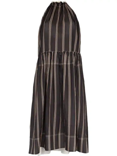 Shop Lee Mathews Granada Gathered Midi Dress In Black