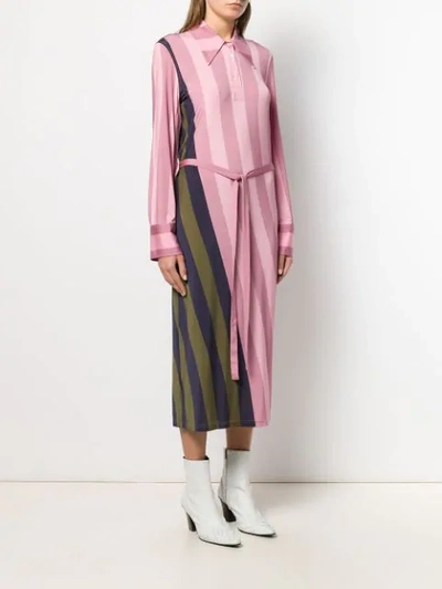 Jw Anderson Belted Striped Crepe De Chine Maxi Dress In Pink