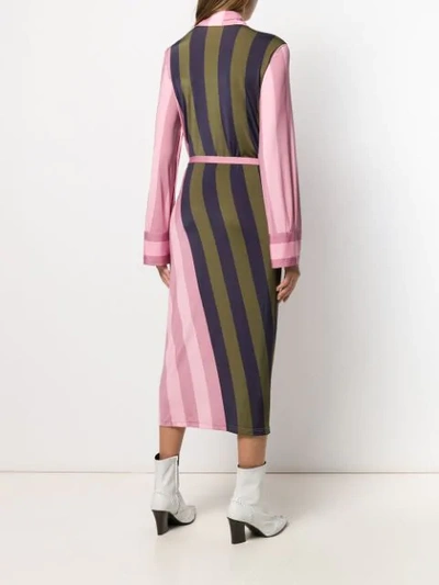 Jw Anderson Belted Striped Crepe De Chine Maxi Dress In Pink