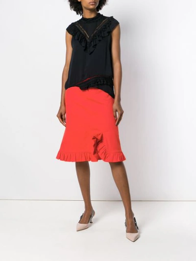 Shop Preen Line Marina Frill Trim Skirt In Red