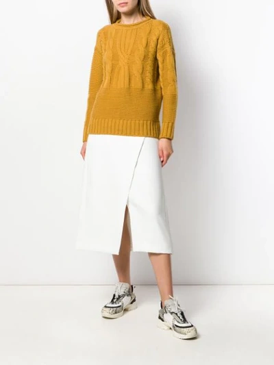 Shop Agnona Cable Knit Jumper In Yellow