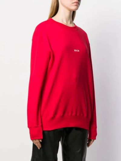 Shop Msgm Printed Logo Sweatshirt In Red