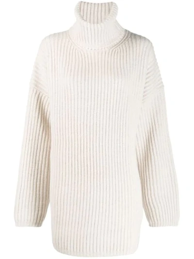 Shop Acne Studios Ribbed High-neck Sweater In White