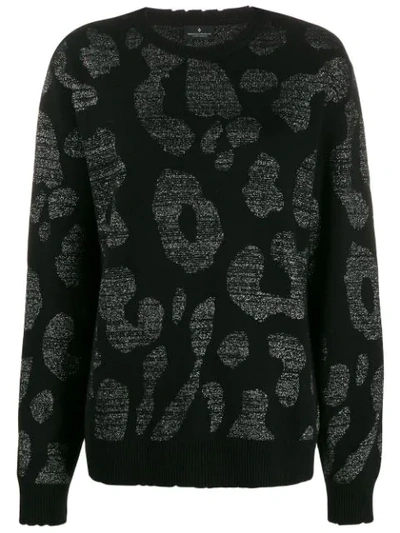 Marcelo Burlon County Of Milan Leopard Print Sweater In Black