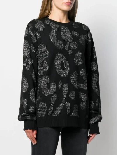 Marcelo Burlon County Of Milan Leopard Print Sweater In Black