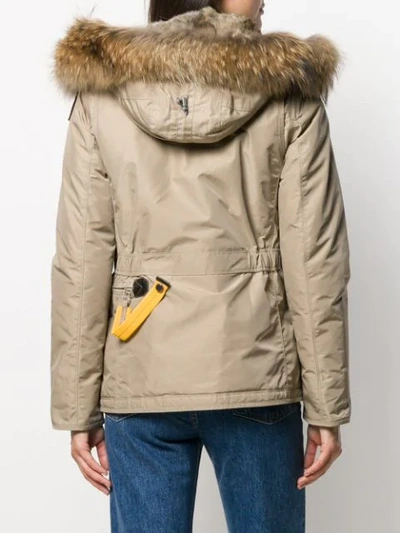 Shop Parajumpers Fur Trim Hooded Jacket In Neutrals