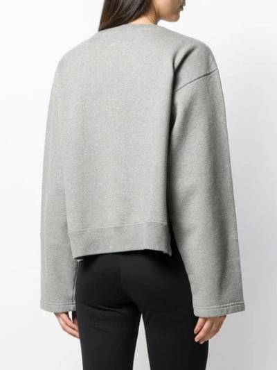 Shop Mm6 Maison Margiela Reversed Logo Oversized Sweatshirt In Grey