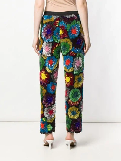 Shop Ashish Sequin Floral Patch Trousers In Black