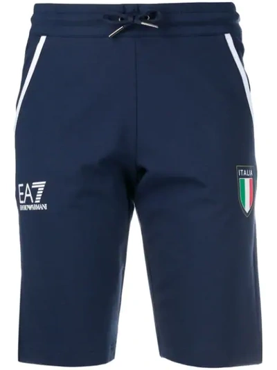 Shop Ea7 Italia Print Shorts In Blue